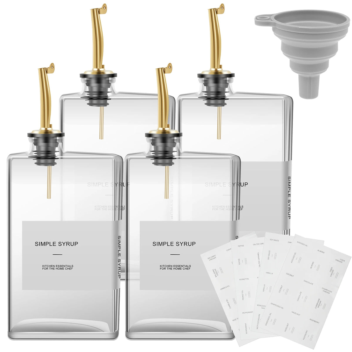 4pcs 500ml Olive Oil Dispenser Glass Bottle Transparent