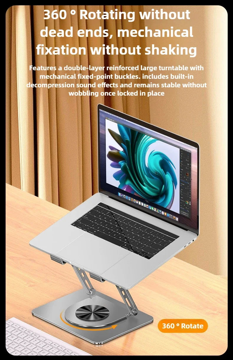 Rotating Laptop Cooling Rack Fan Elevated Cooling Base