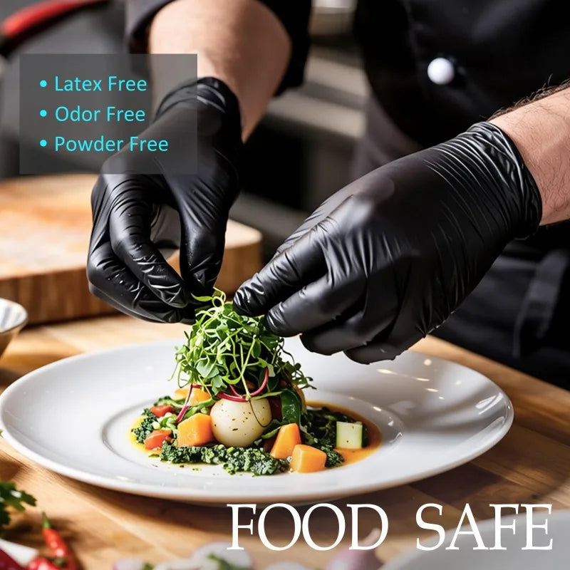 Disposable Gloves Black Nitrile Gloves Durable Cooking Tattoo