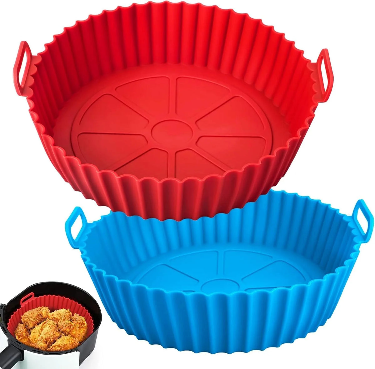 1pc Air Fryer Silicone Baking Tray Mat Circular