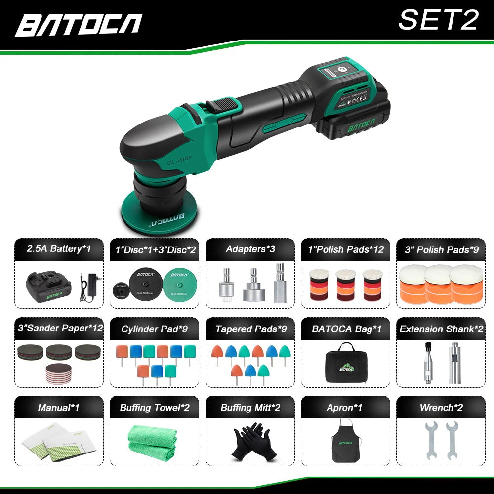 Batoca Cordless Car Polisher Machine 12v Ro/Da Micro