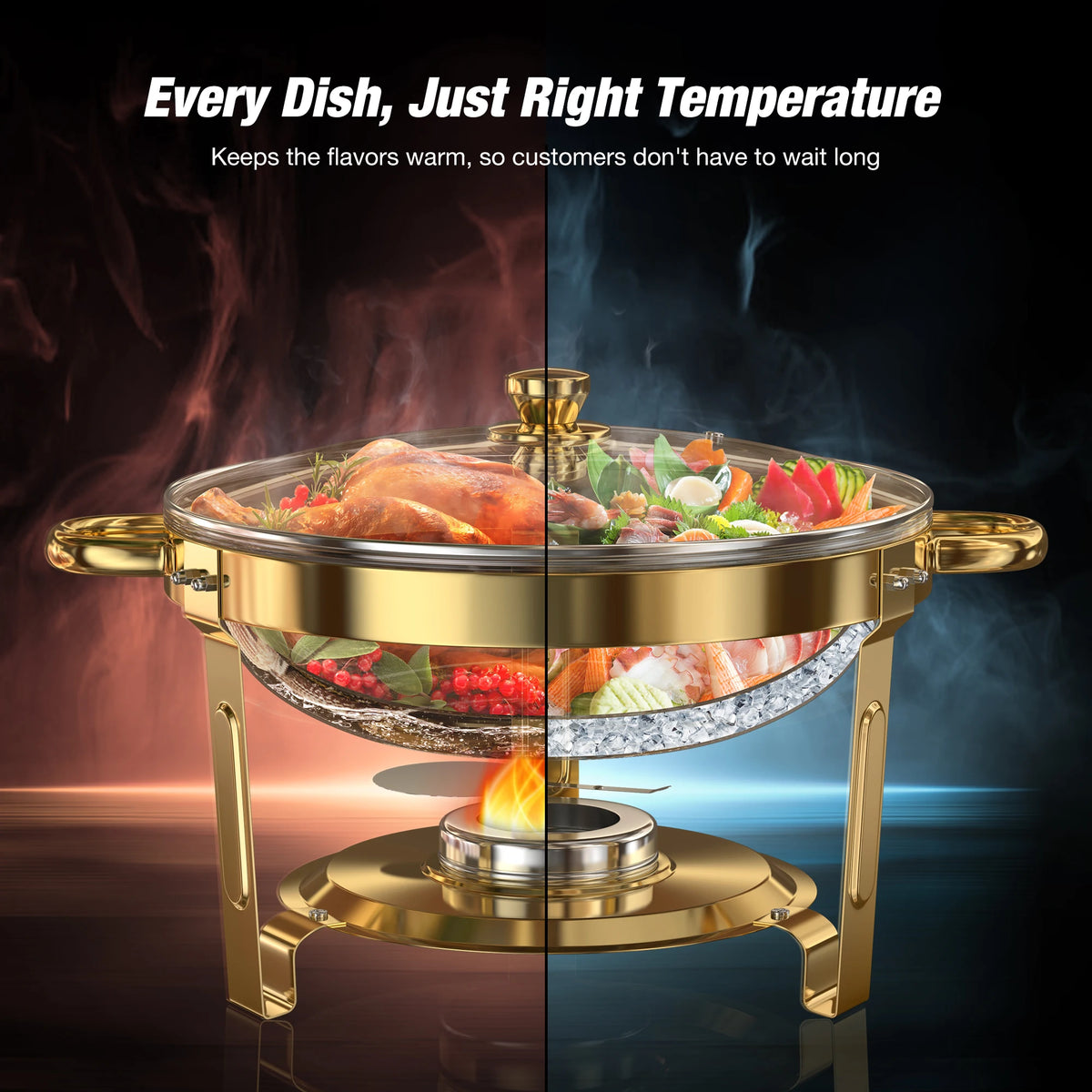 2/4 Pack Chafing Dishes Buffet 5qt Round Stainless