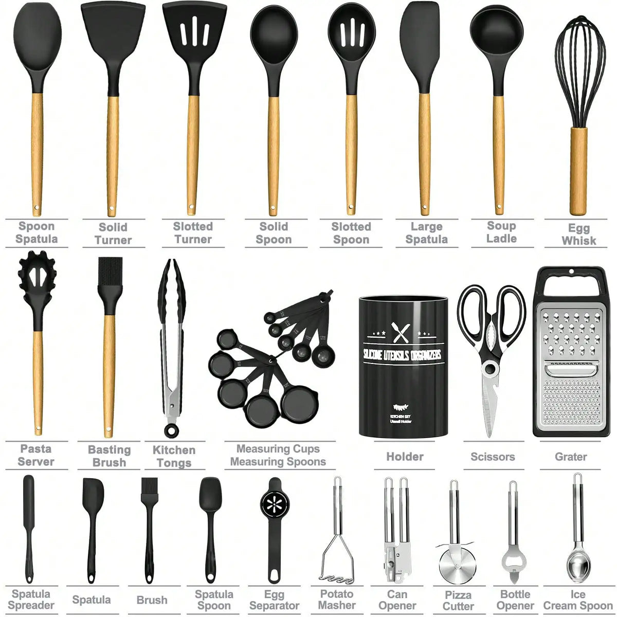 Silicone Utensils Modern Cooking Utensil 34 Black Heat