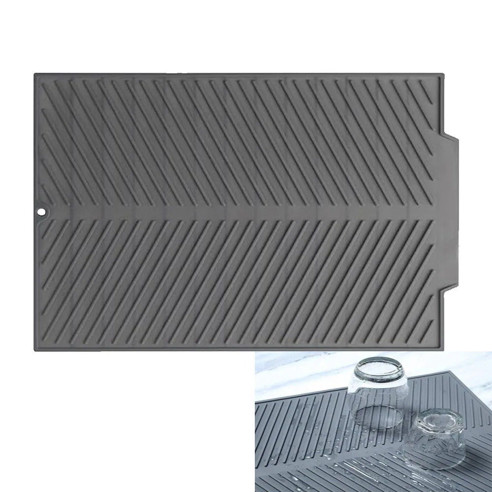 Dish Draining Mat Rectangle Silicone Drainer Mat Counter