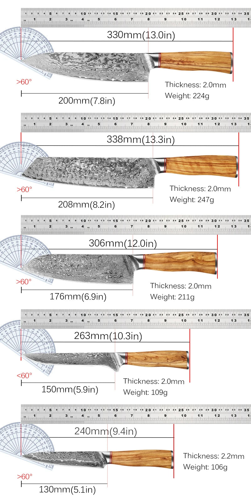 Damascus Steel Knife 67 Layer Slicing Knife Meat