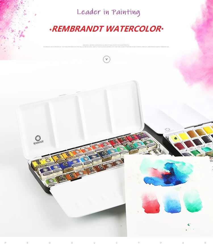 Rembrandt Artist Solid Watercolor Paint 48/36/24/12 Color Half