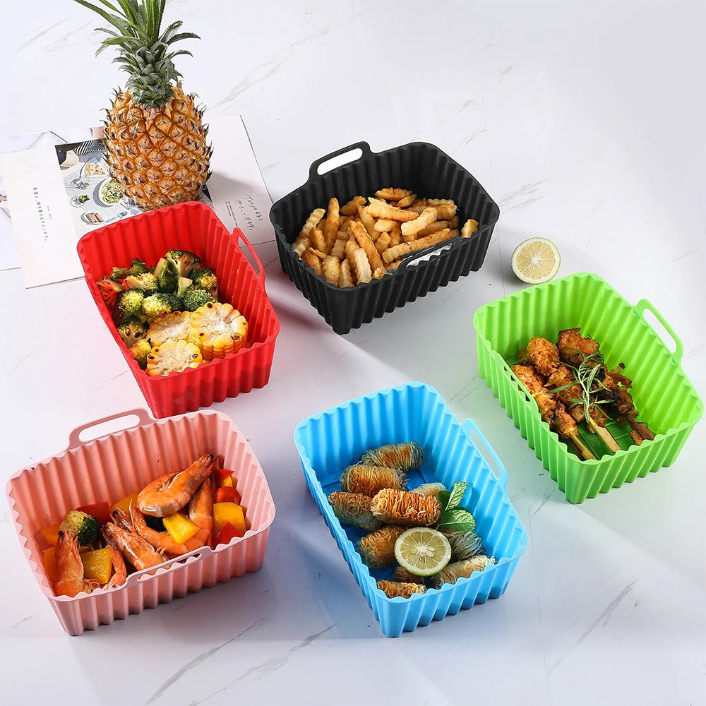 1pc Silicone Baking Tray Rectangular Air Fryer Silicone