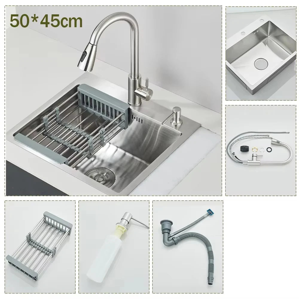 Stainless Steel Sink Large Integrated Faucet Sink Dish