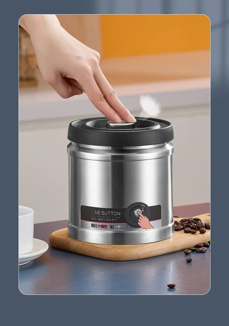 Vacuum Sealed Jug Coffee Beans Stainless Steel Airtight