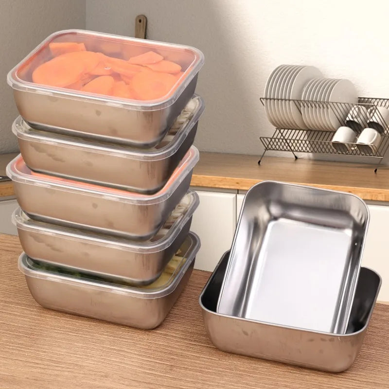 Stainless Steel Food Storage Container Fridge Fresh-Keep Storage