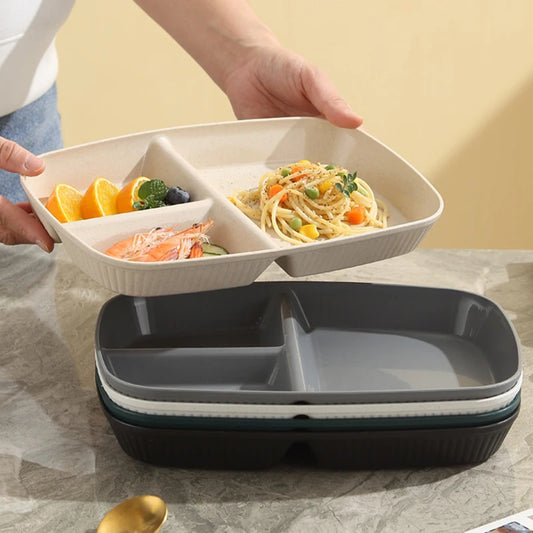 1pc Divided Dish Diet Reusable Dinner Plate Dinnerware