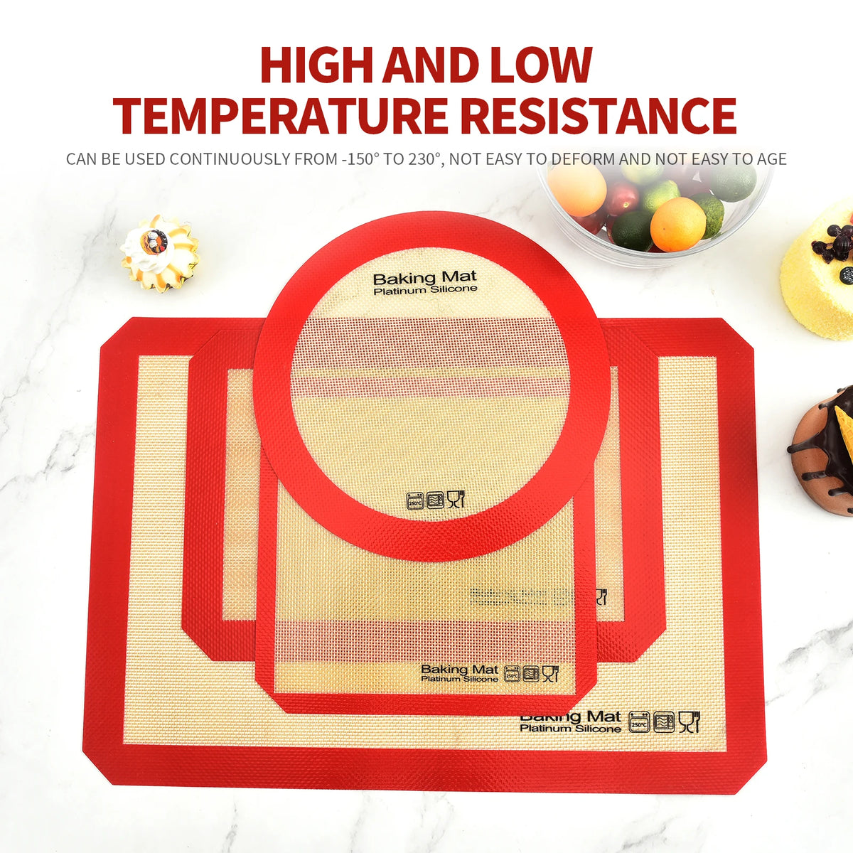 1pcs Silicone Baking Mat Rolling Kneading Oven Mat