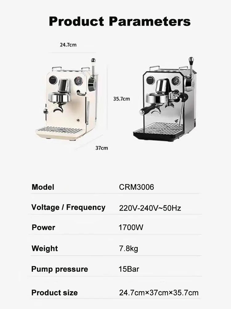 Smart 1700w 15bar Mini Professional Italian Semi-Automatic Coffee