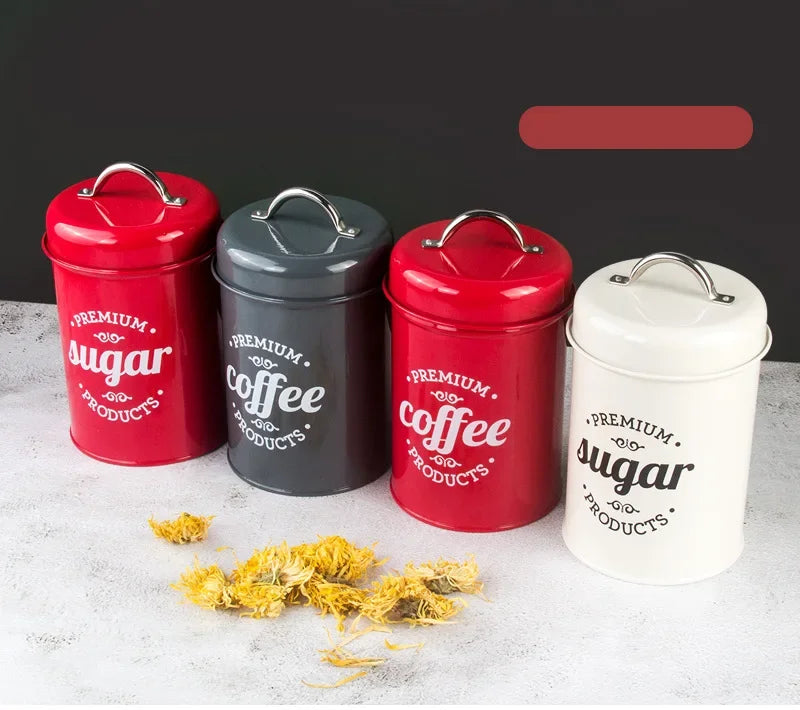 Canisters Coffee Tea Sugar Flour Metal Tin Jars