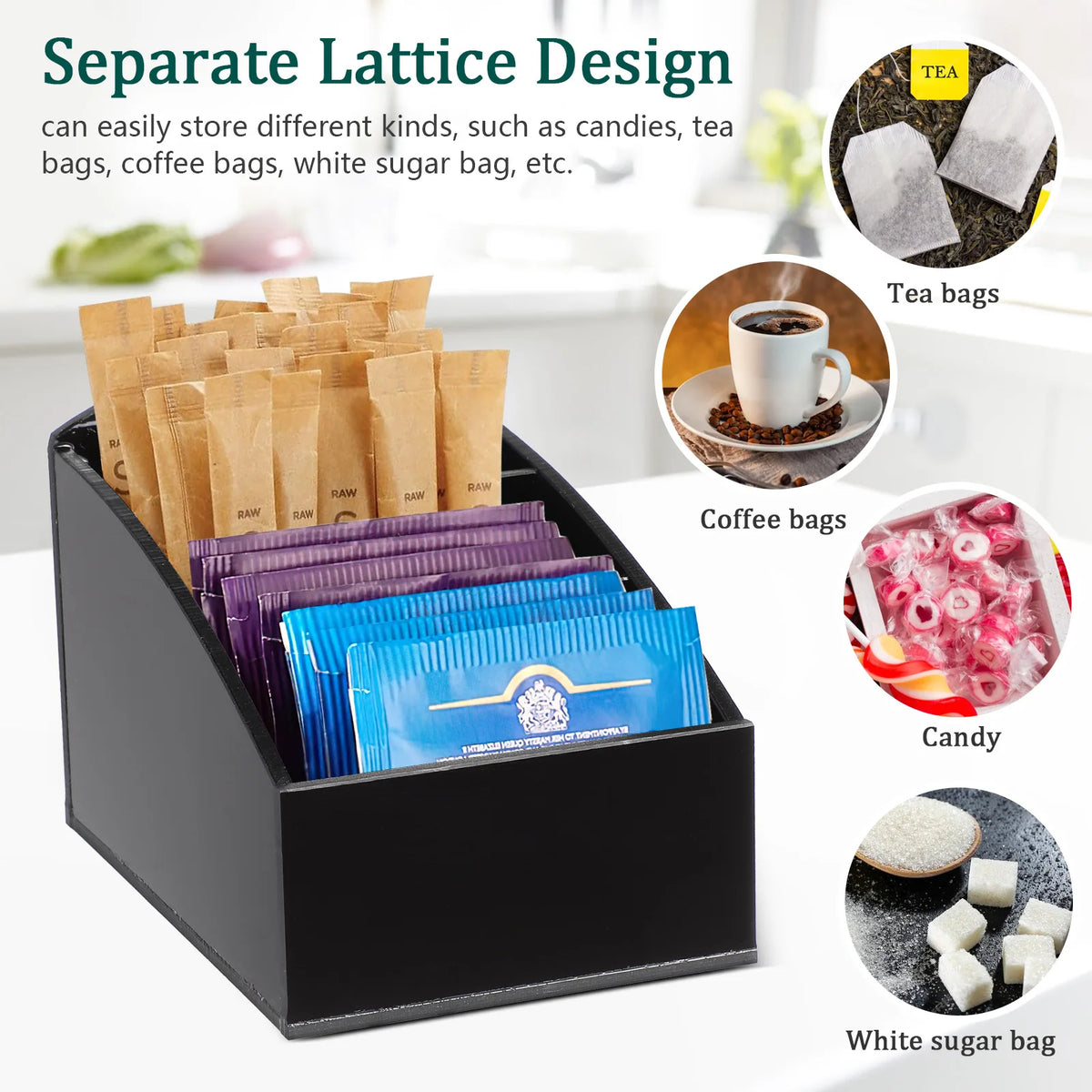 Acrylic Tea Bag Storage Box Desktop Sugar Bag