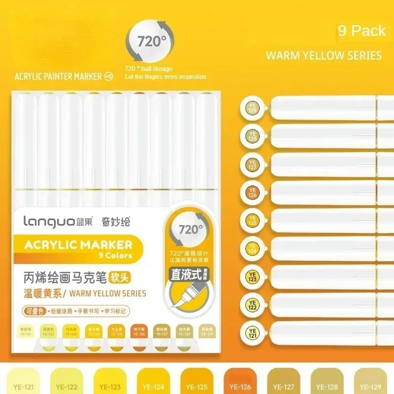 Languo 240/9 Colors Direct Liquid Acrylic Paint Pens