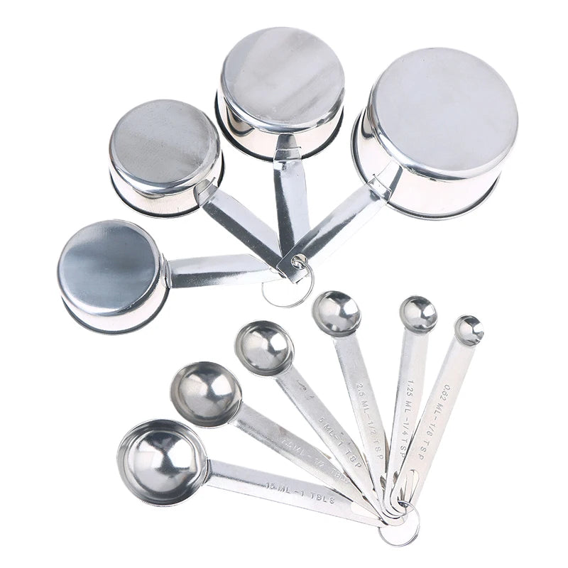 4/6/8pcs Stainless Steel Measuring Spoon Integrated Scale