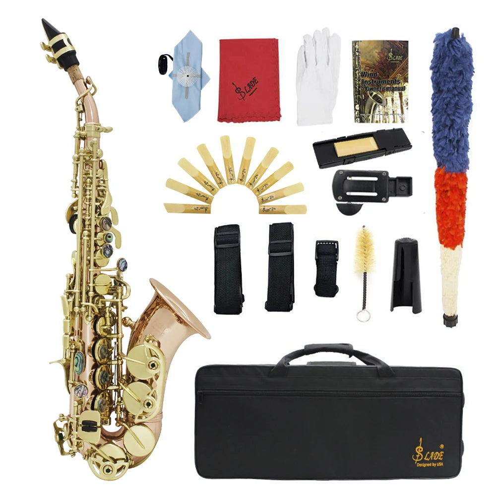 Slade Soprano Saxophone Flat Brass Sax Professional Saxophone