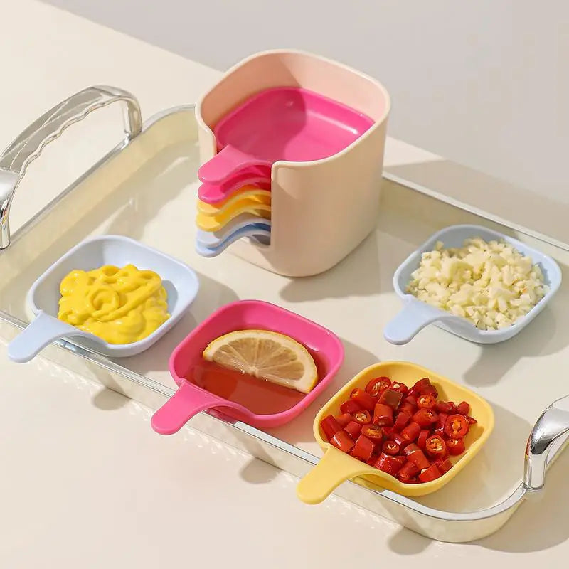 7pcs/Set Colorful Sauce Dish Stacked Storage Box Sauce