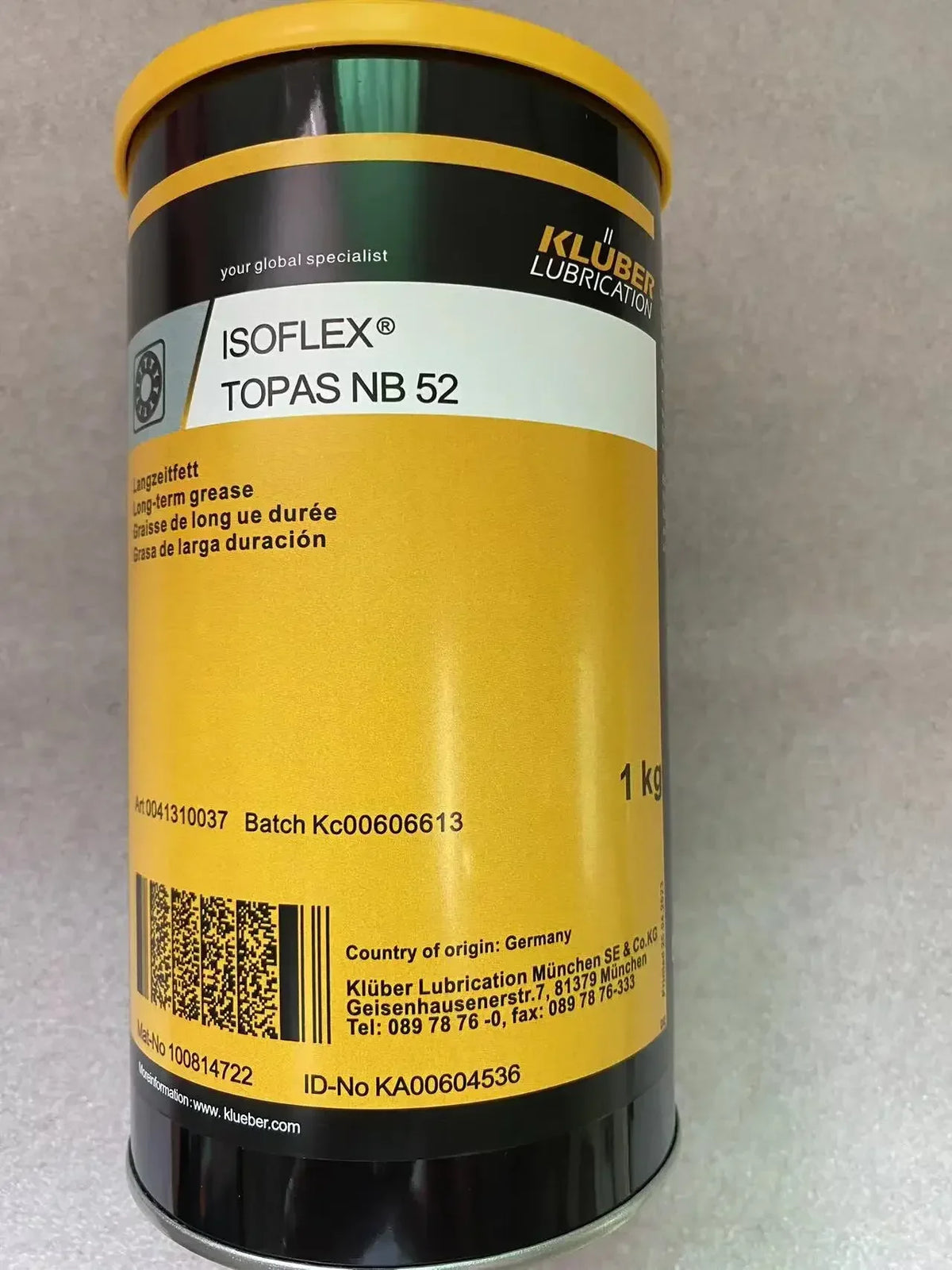 Kluber Nbu 15 Bearing Grease 1kg Industrial Lubricants