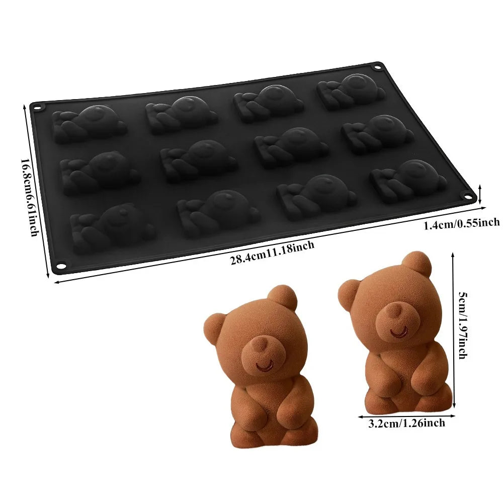 6/8/12 Cells Baking Cake Molds Little Bear Shape