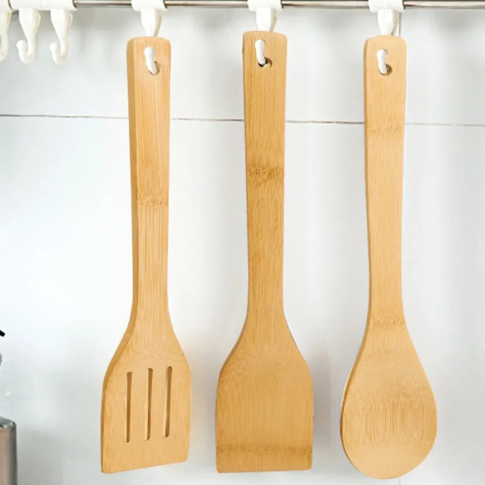 3pcs Safe Bamboo Cookware Ecofriendly Durable Cooking Utensils
