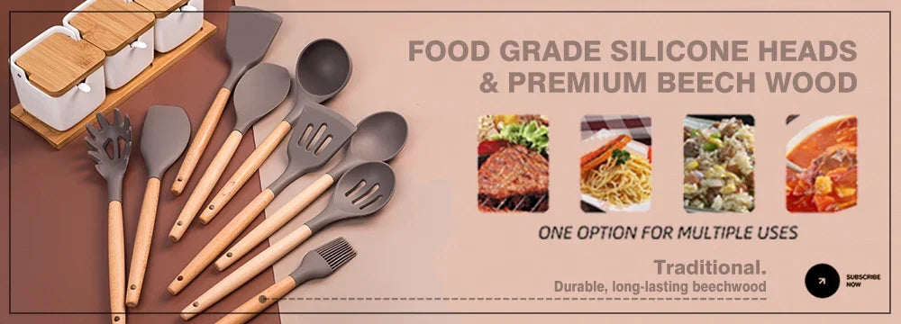 1-Pack Silicone Utensils Non-Stick Cooking Gold Plated Heat