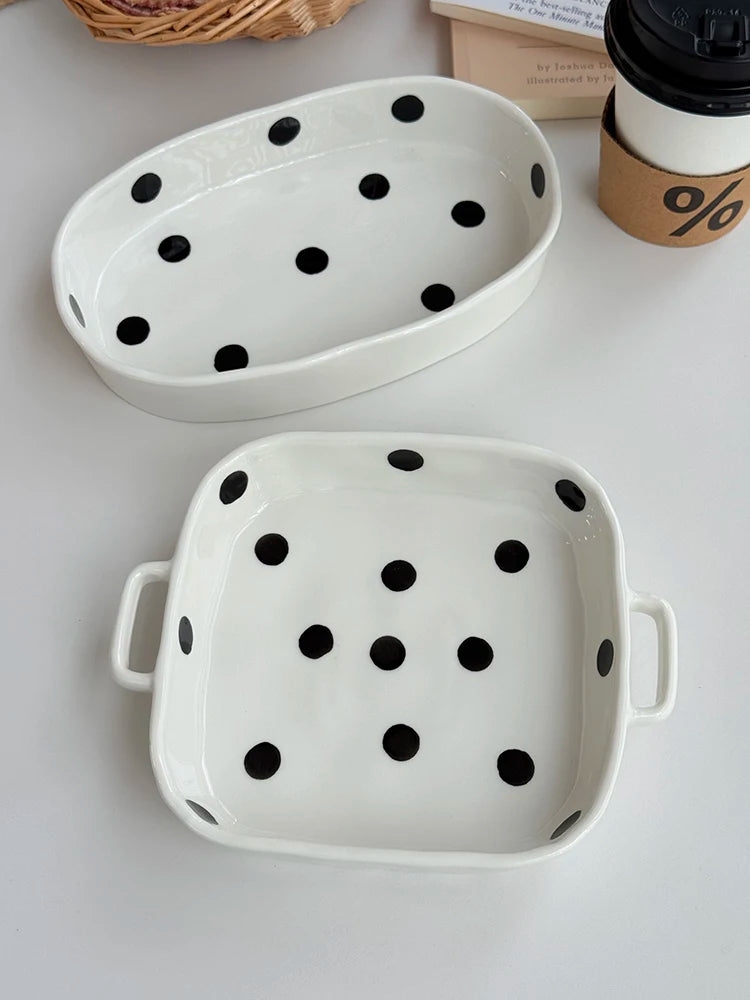 Hebden Style Creative Irregular Ceramic Diningware Black White