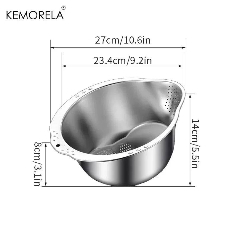 Rice Washer Strainer Bowl Stainless Steel Rice Washing