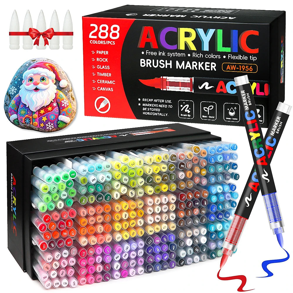 12/168/288 Colors Acrylic Paint Pen Marker Brush Tip