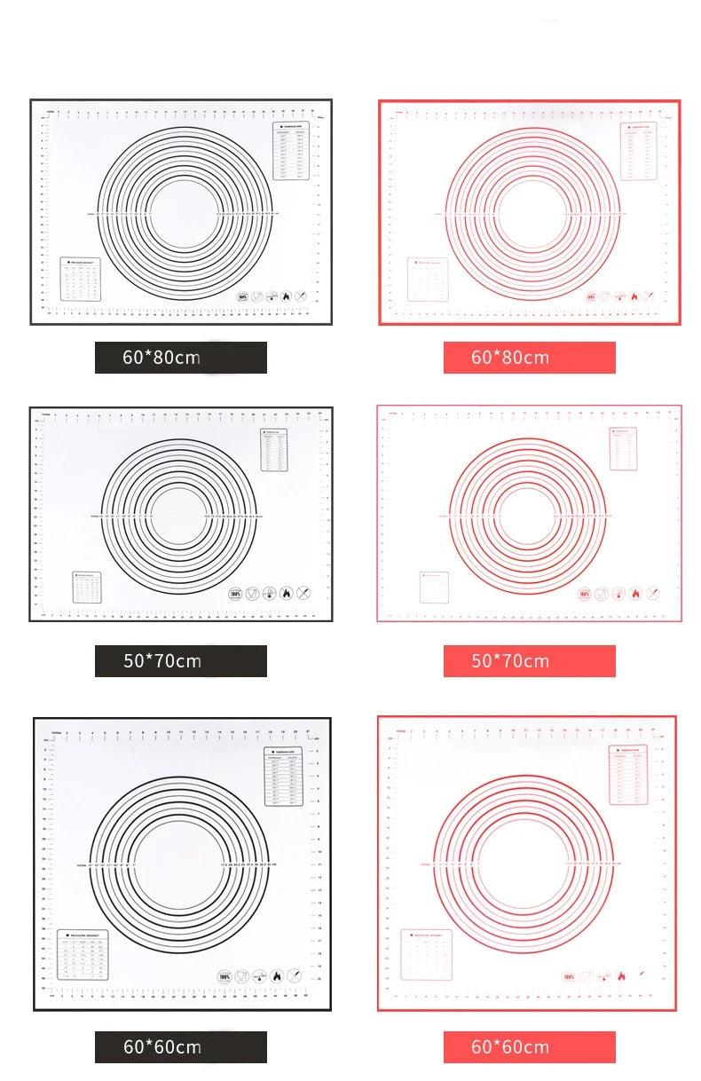 Black Red Kneading Dough Mat Silicone Baking Mat