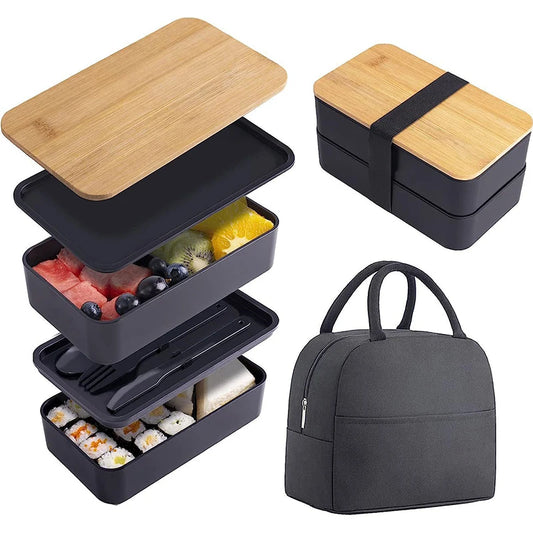 Stackable Bento Box Utensils 1200ml All-In-One Meal Prep