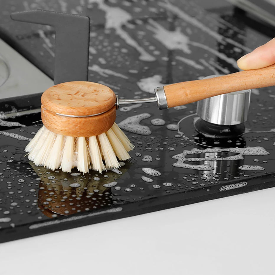 Bamboo Cleaning Brush Natural Dishes Pots Pans Sink