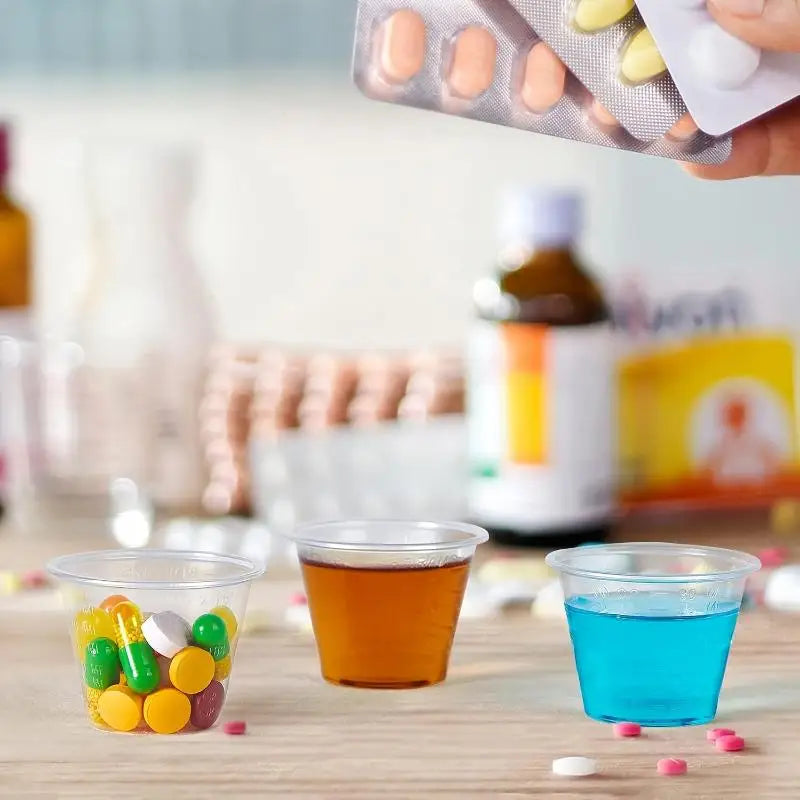 Oz Disposable Plastic Medicine Cups Clear Graduated Measuring