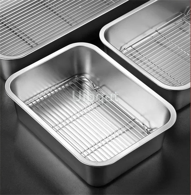 Thicken Stainless Steel Serving Tray Lid Rectangle Metal