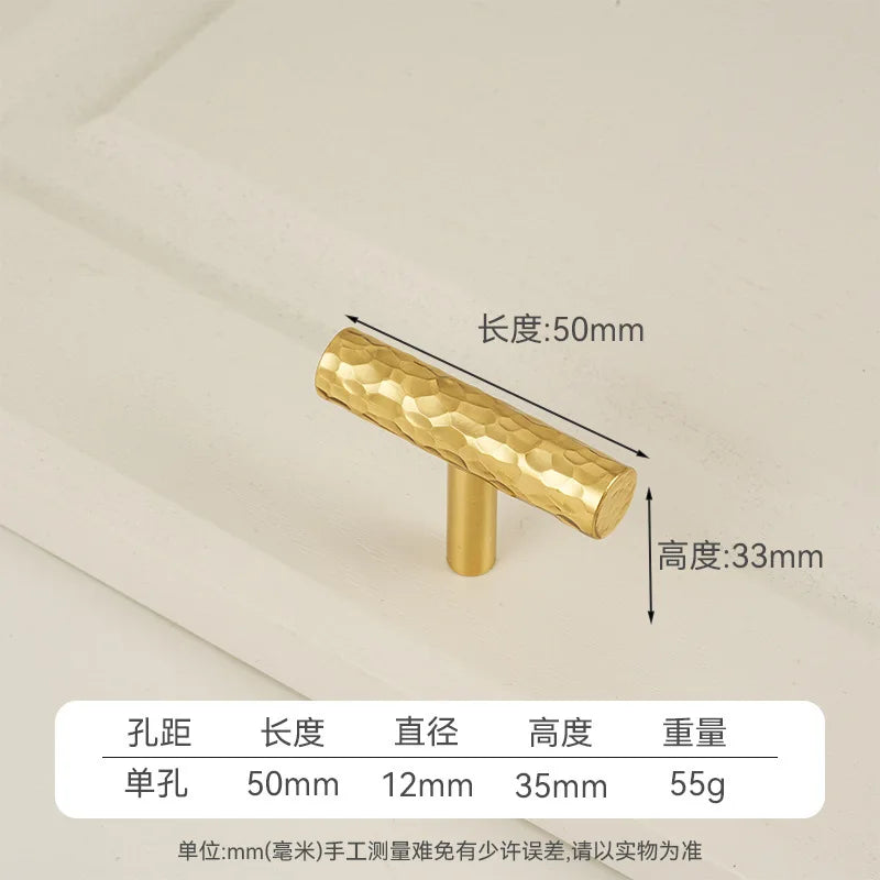 Solid Brass Wardrobe Handles Hammered Texture Handles Gold