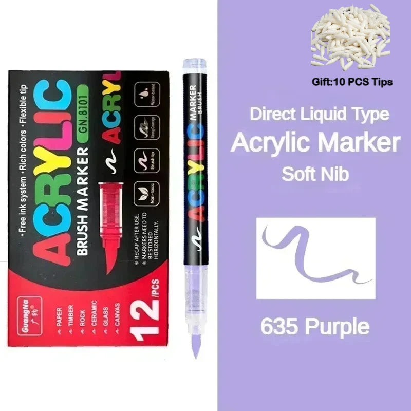 Guangna 12-360 Colors Acrylic Paint Pens Pencil Brush