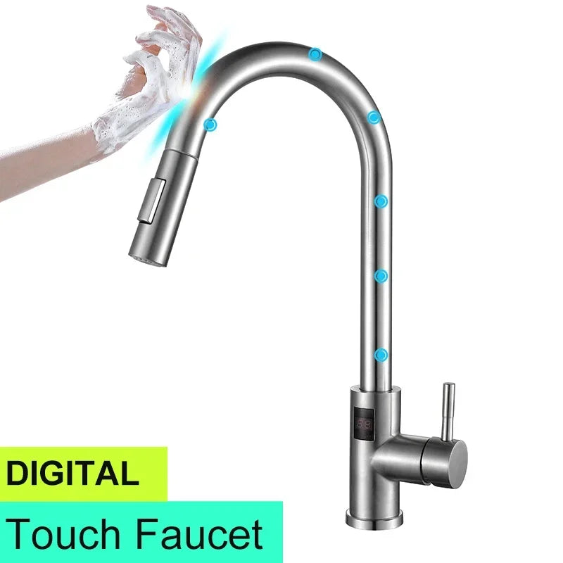 Digital Touch On Faucet 304 Stainless Steel Cold