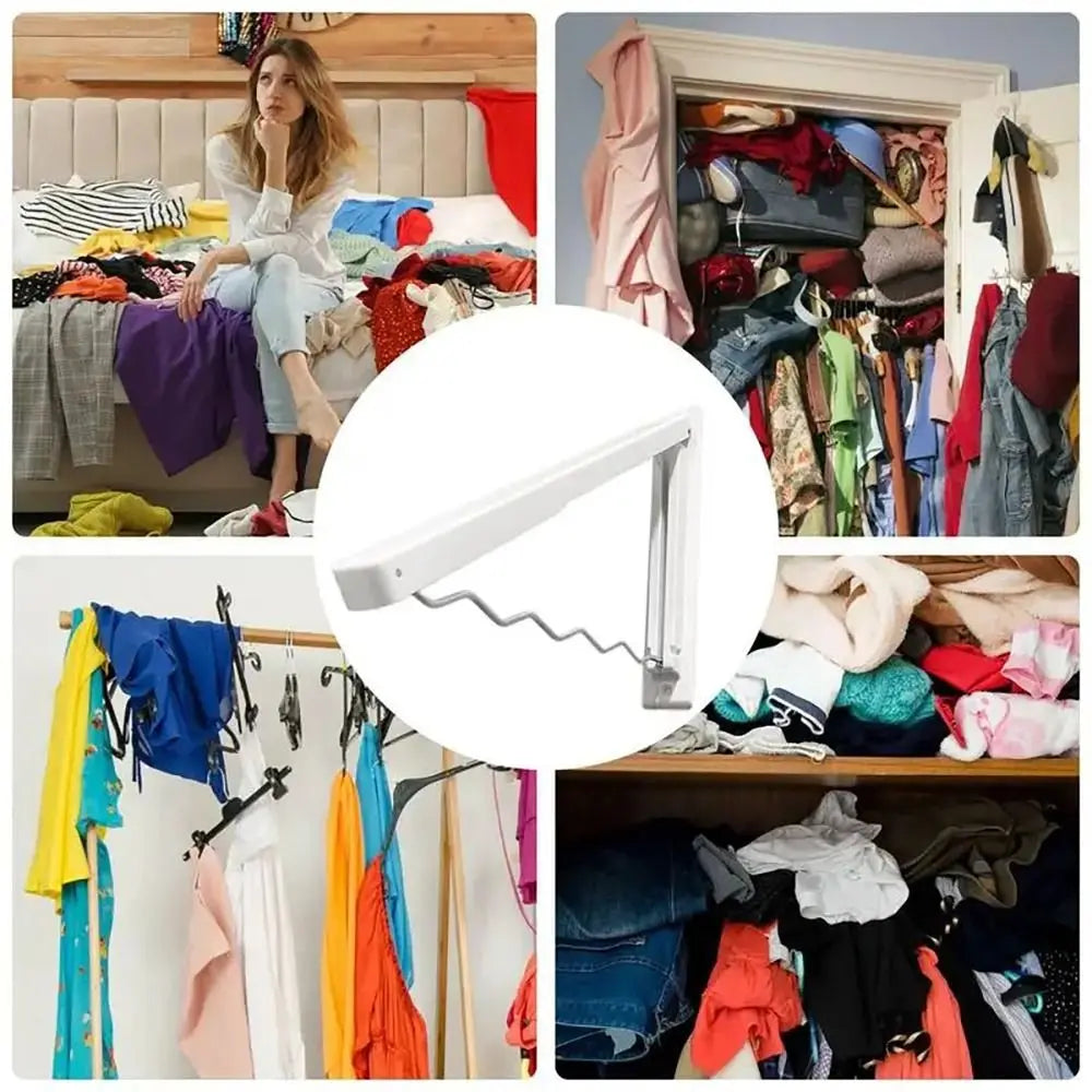 Wall Mounted Retractable Clothes Hanger Space Saving