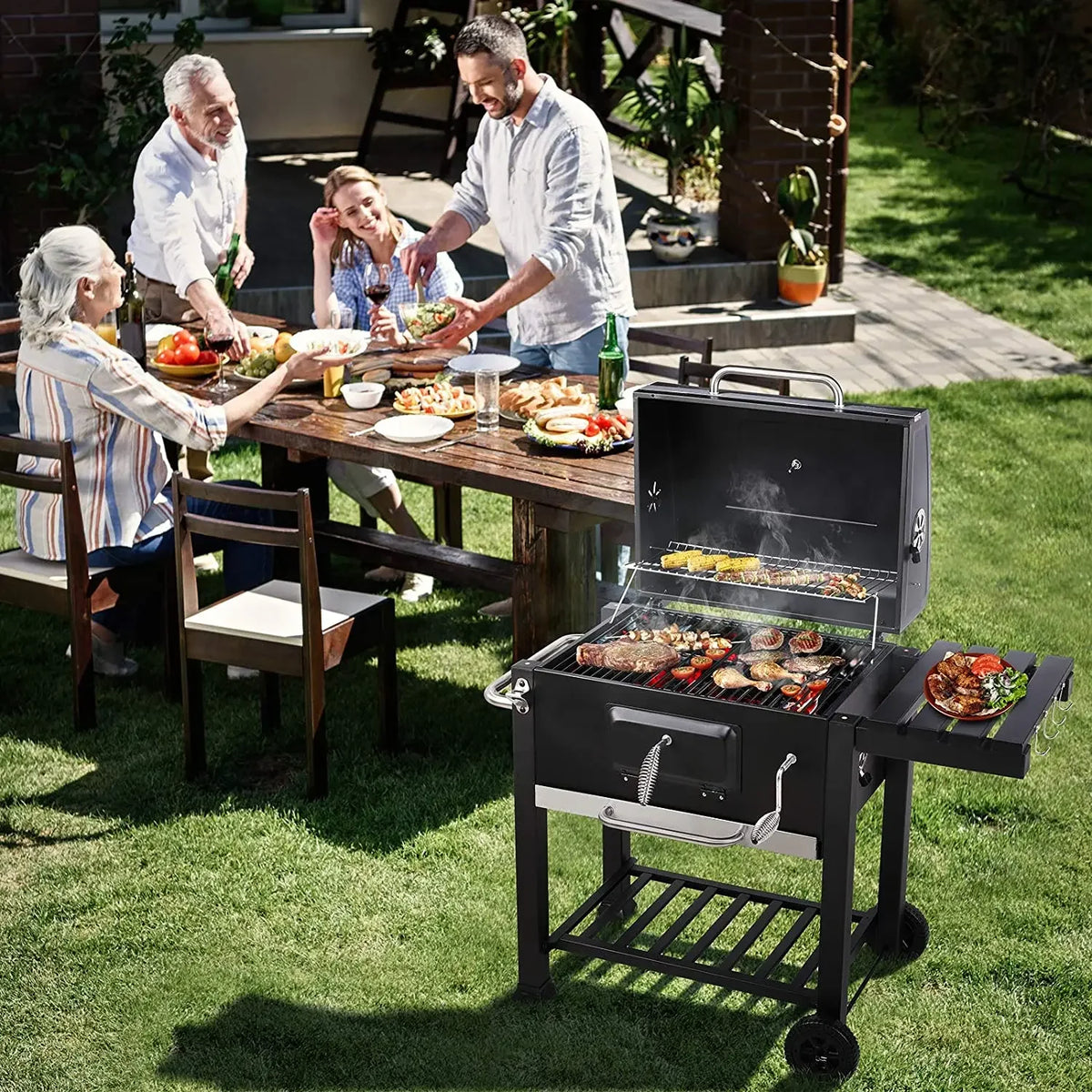 10 People Bbq Camping Charcoal Barbecue Stove Wheels