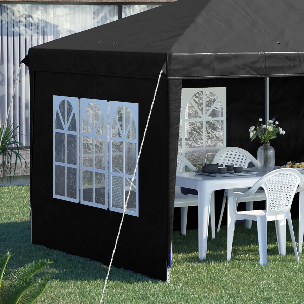 Outsunny 6m Garden Pop Up Gazebo Height Adjustable