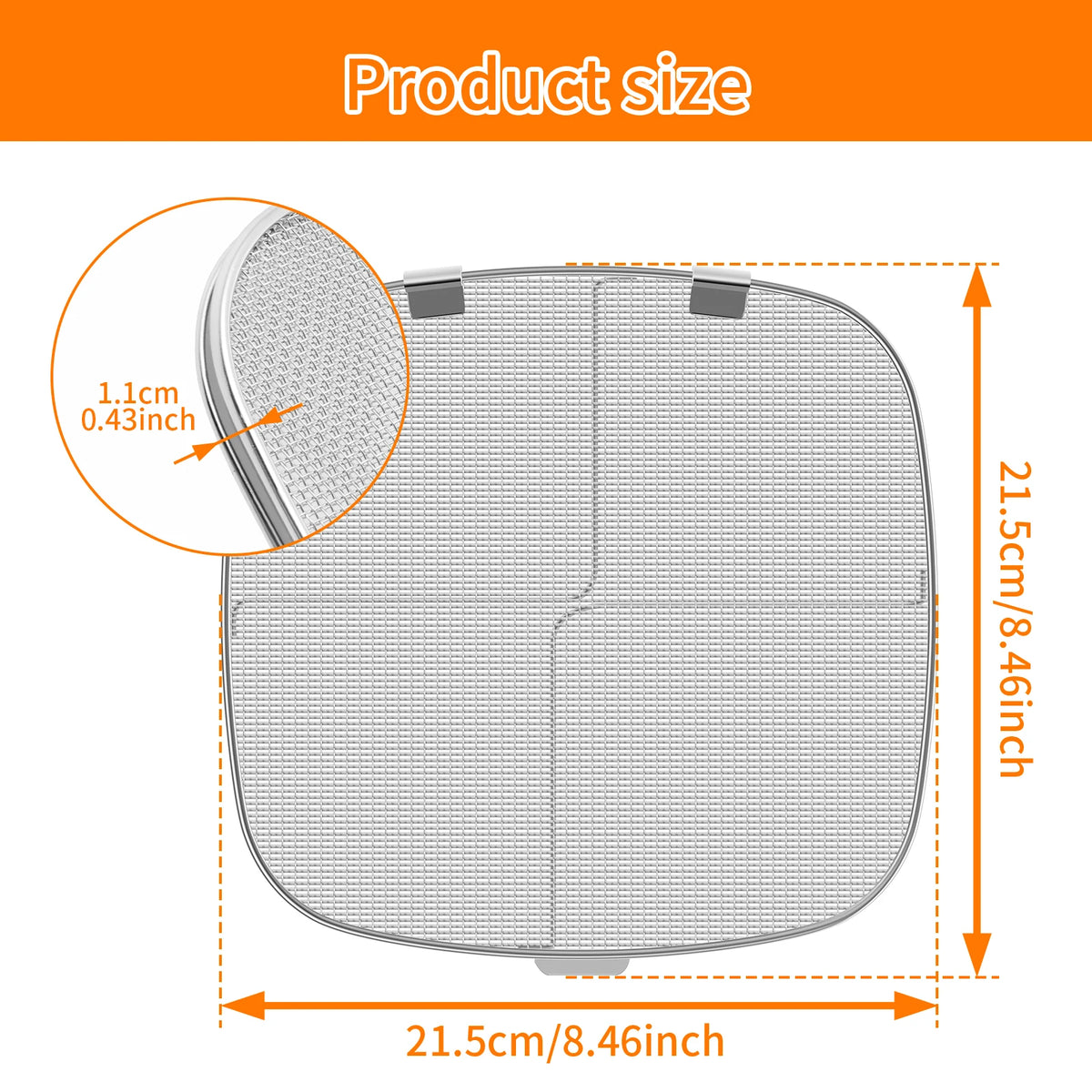 Air Fryer Fine Mesh Splash Cover Stainless Steel
