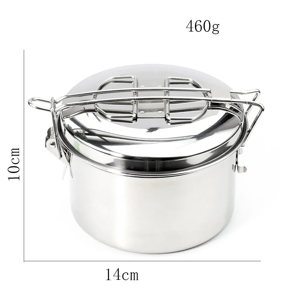 Tainless Steel Lunch Box 1200ml Outdoor Cooking Pots