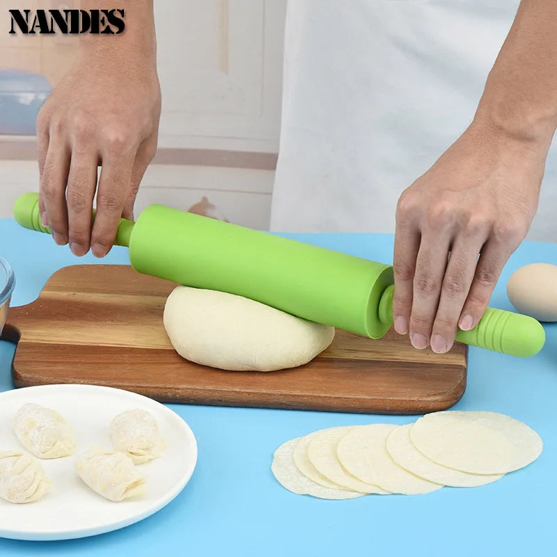 Non-Stick Plastic Handle Pastry Dough Flour Roller Silicone