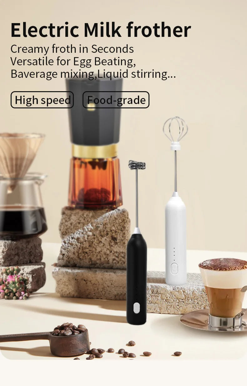 Electric Milk Frother Egg Beater Wireless Type-C Charging