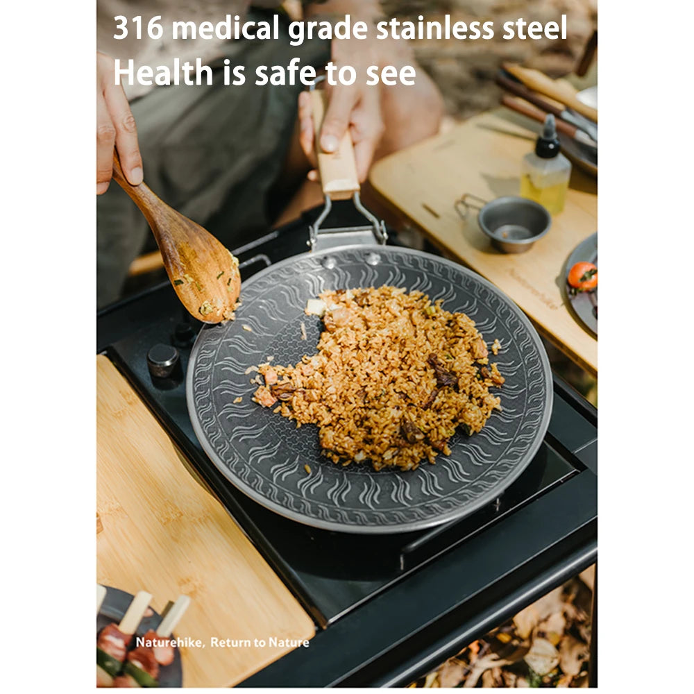 Naturehike Stainless Steel Grill Pan Round Non-Stick Barbecue