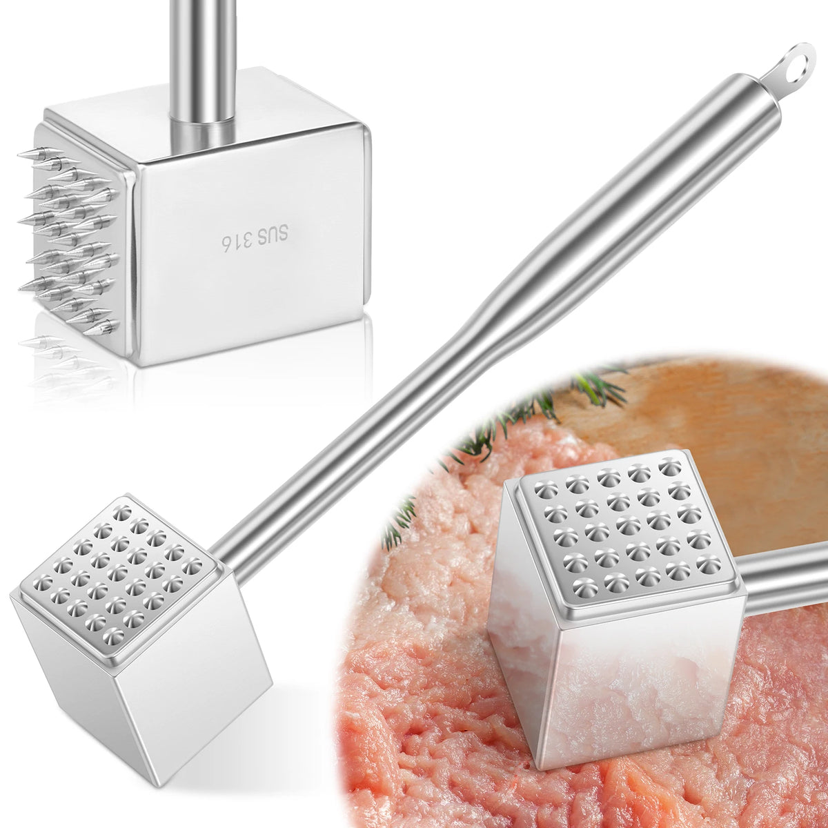 Meat Tenderizer Hammer Double-Sided Meats Hammer Stainless