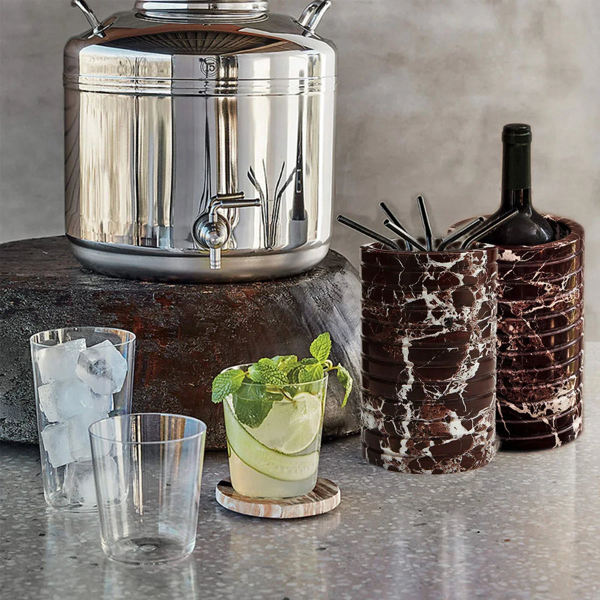 Natural Marble Wine Chiller Bucket Cooler Wine &