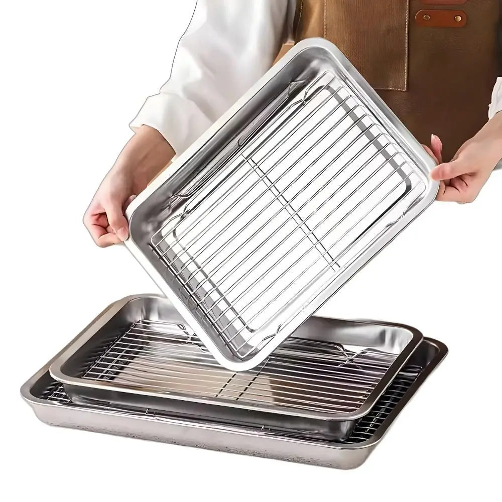 Non-Stick Stainless Steel Baking Pan Cooling Rack Removable