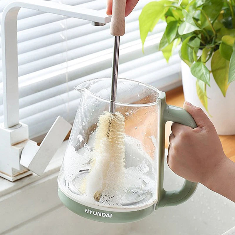 Wooden Long Handle Bottle Cleaning Brush Cup Scrubber